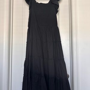Crown & Ivy Black Tiered Midi Sundress